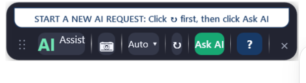 Taylor Assist Windows toolbar showing screenshot, reset and Ask AI buttons.